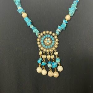 Faux turquoise and glass pearls